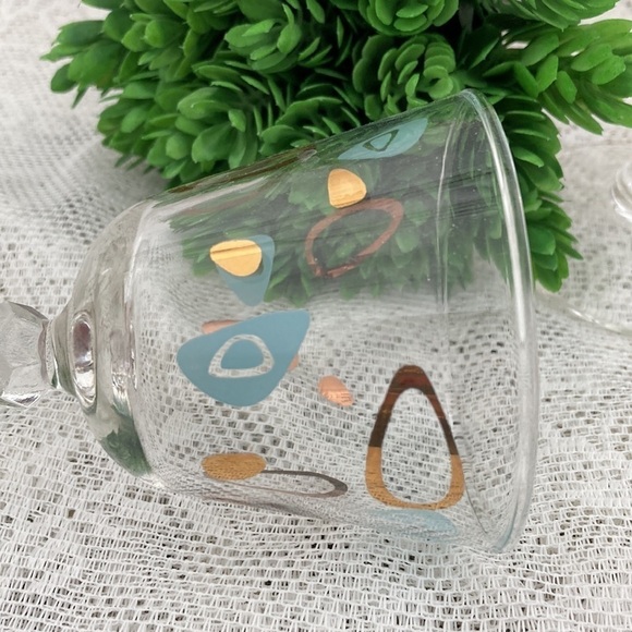 VTG Set of 4 cocktail sherry glasses Amoeba Boomerang  Atomic by Federal Glass. - Picture 4 of 5